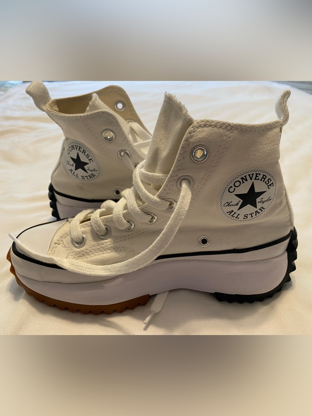 NEW Converse Chuck Taylor High-Top White Platform Shoes Black Star M 4.5 L 6